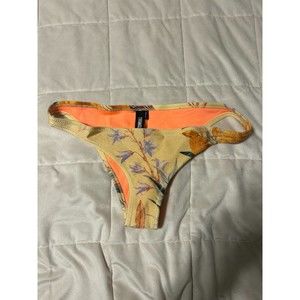 TRIANGL Swim Women's Yellow Floral Design Orange Bikini Bottom Medium NEOPRENE